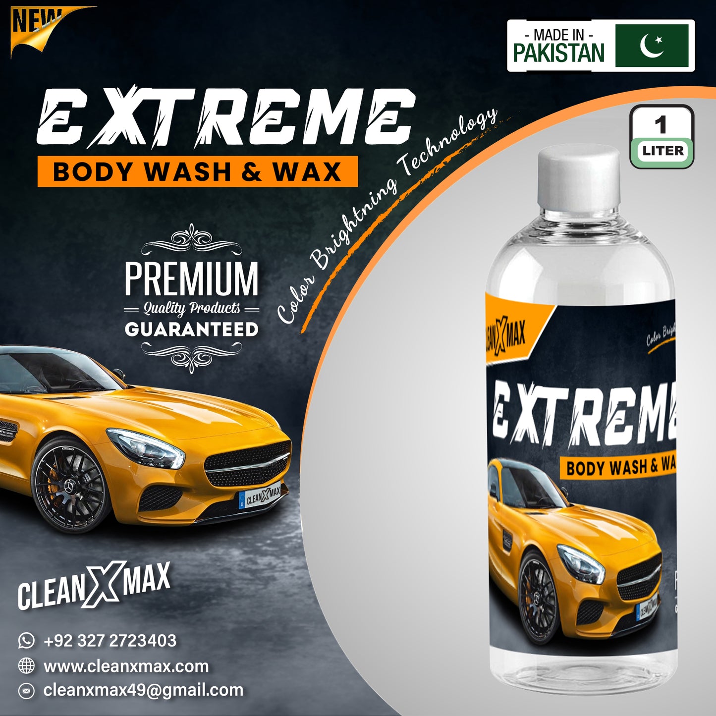 Extreme Body wash + wax car wash shampoo - 1 litre