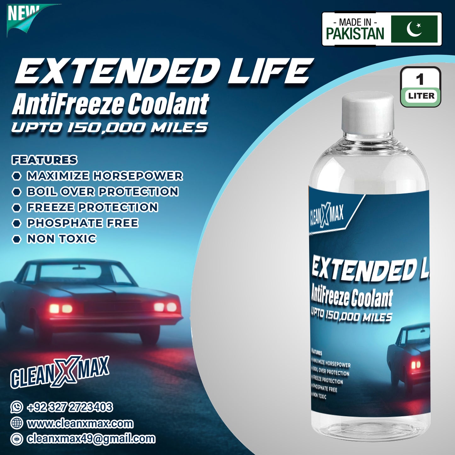 Extended Life Anti-Freeze Coolant For All Vehicle - 1 litre